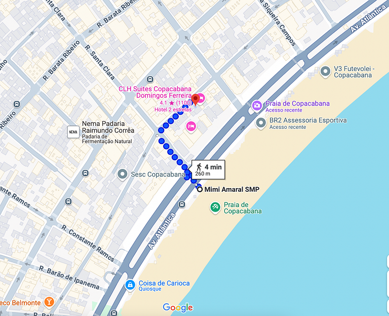 DF81 - Apto vista do mar 4 min praia de Copacabana